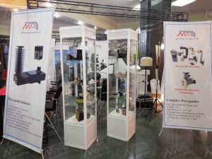 Mojnama Ofogh showcasing RF absorber foam at Isfahan University of Technology